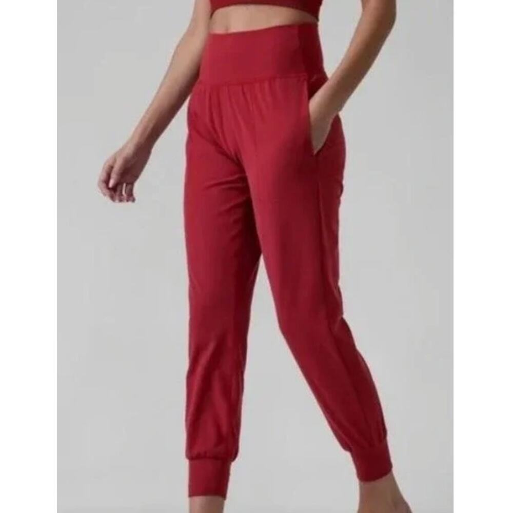 Athleta Salutation Joggers XL Red High Rise Stretch Athleisure Lounge Pants